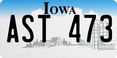 IA license plate AST473