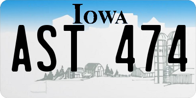 IA license plate AST474
