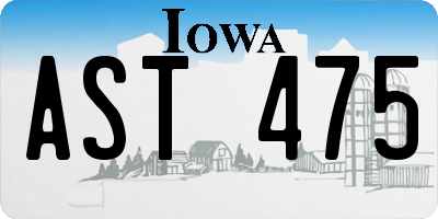 IA license plate AST475