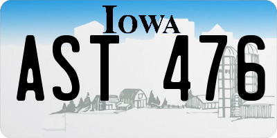 IA license plate AST476