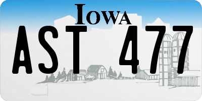 IA license plate AST477