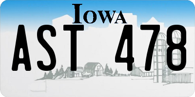 IA license plate AST478
