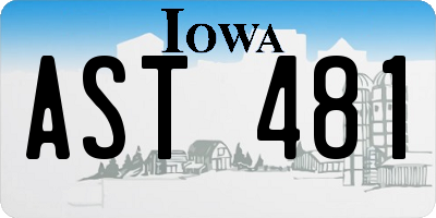 IA license plate AST481