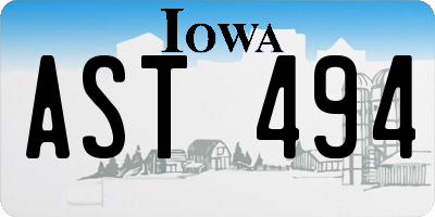 IA license plate AST494