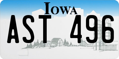 IA license plate AST496