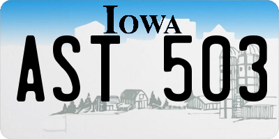 IA license plate AST503