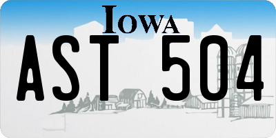 IA license plate AST504