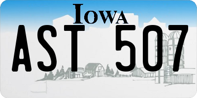 IA license plate AST507