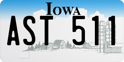 IA license plate AST511