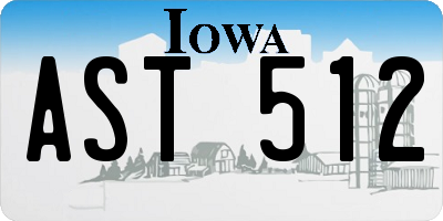 IA license plate AST512