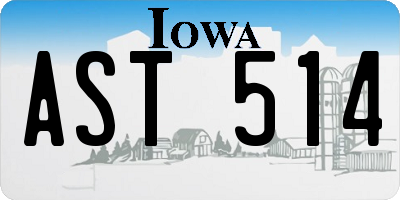 IA license plate AST514
