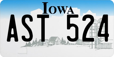 IA license plate AST524