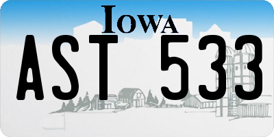 IA license plate AST533
