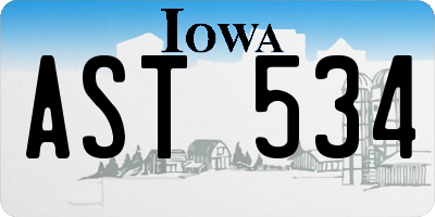 IA license plate AST534