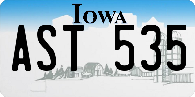 IA license plate AST535