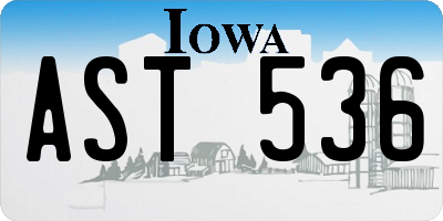 IA license plate AST536