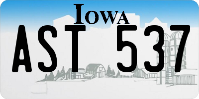 IA license plate AST537