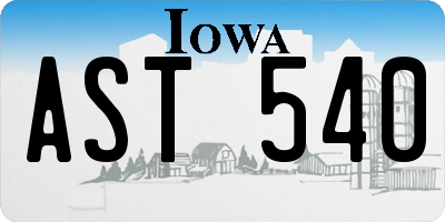 IA license plate AST540