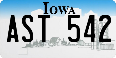IA license plate AST542