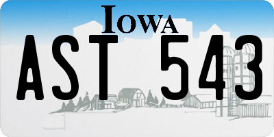 IA license plate AST543