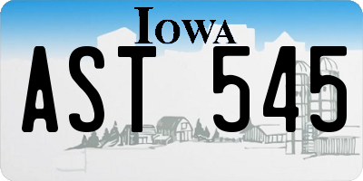 IA license plate AST545