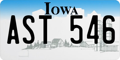 IA license plate AST546