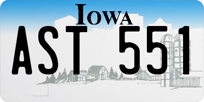IA license plate AST551