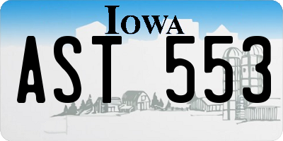 IA license plate AST553