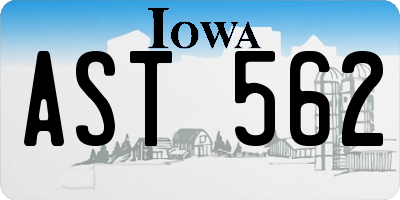 IA license plate AST562
