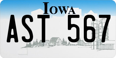 IA license plate AST567