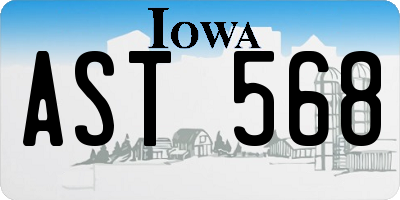 IA license plate AST568
