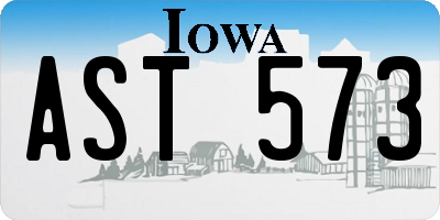 IA license plate AST573