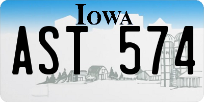 IA license plate AST574