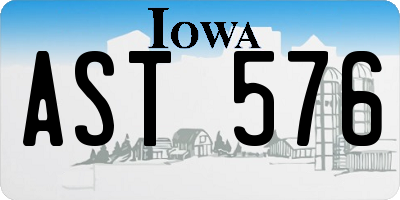 IA license plate AST576