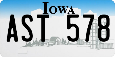 IA license plate AST578