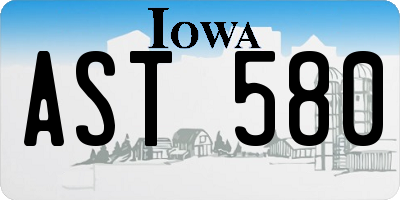 IA license plate AST580
