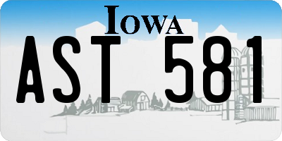 IA license plate AST581