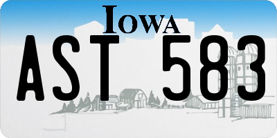 IA license plate AST583