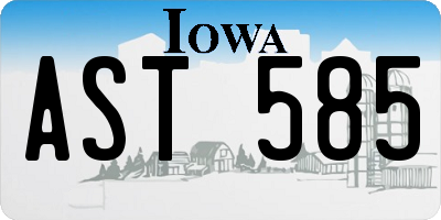 IA license plate AST585