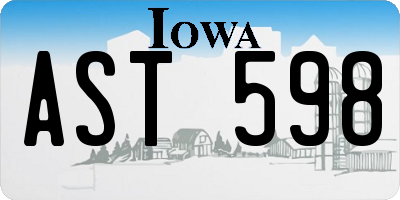 IA license plate AST598
