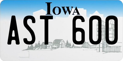 IA license plate AST600
