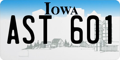 IA license plate AST601