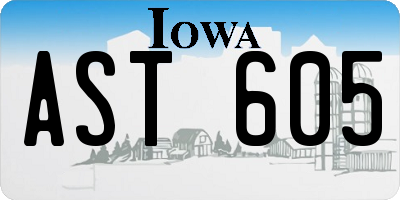 IA license plate AST605