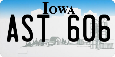 IA license plate AST606
