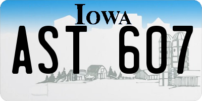 IA license plate AST607
