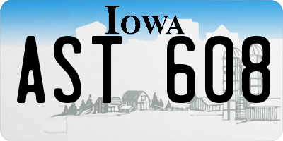 IA license plate AST608