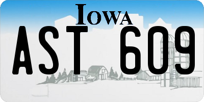 IA license plate AST609