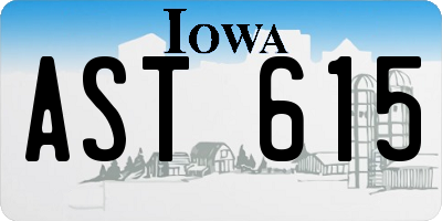 IA license plate AST615