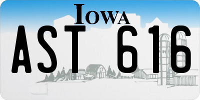 IA license plate AST616