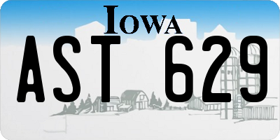 IA license plate AST629